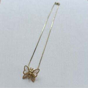 Elegant Gold Tone Monet Butterfly Necklace